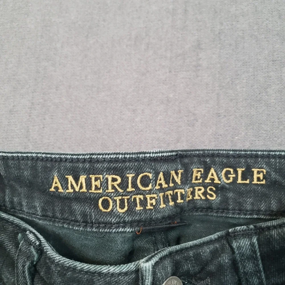 American Eagle Slim Straight‎ Jeans Mens 30x32 Black Dark Wash Stretch Denim
